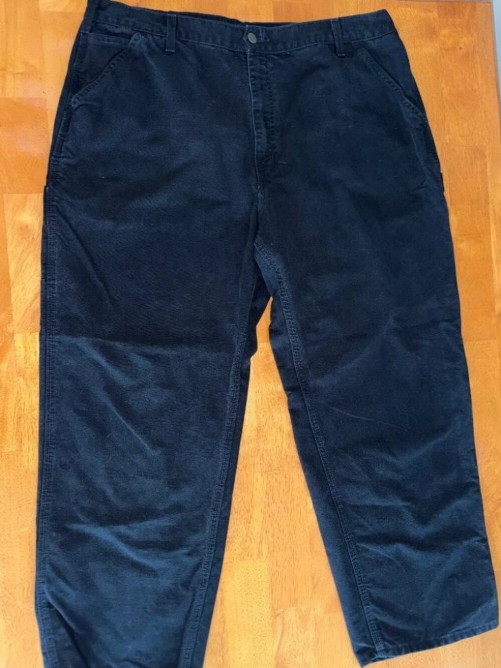 Carhartt Mens 42x30 Black Washed Duck Carpenter Loose Fit Work Pants B11 BLK